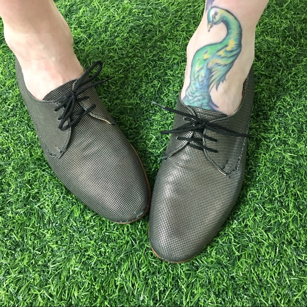 Dieppa Restrepo Oxford Lace Up Metallic Flats